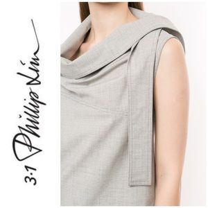 Phillip Lim 3.1 Wool Chambray Cowl-Neck Tank